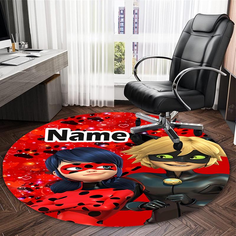 Customizable L-Ladybug1 Round Non-Slip Carpet - Ideal for Garden, Picnic, Office, Perfect for Decoration, Suitable For All Seasons