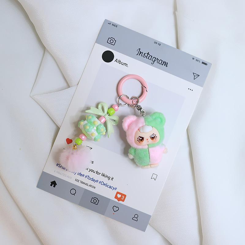 Mini Doll Keychain Cartoon Cute Three-Dimensional Doll Pendant Backpack Decoration Accessories Car Key Ring Gifts