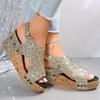 Roman Sandals Women Sequins Flat Slope Heel Thick Bottom Sandals Ladies