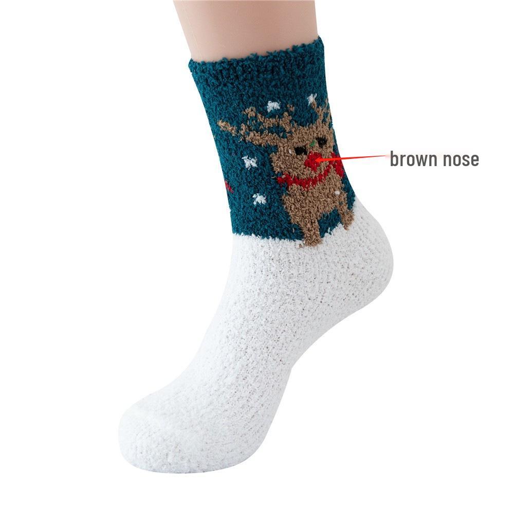 Уютные рождественские носки из кораллового флиса: Бархатные Санта Полусторонние, Теплые Напольные Чулки для Осени и Зимы