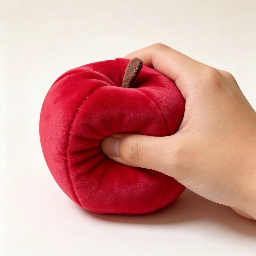 Cartoon Apple Plush Stress Reliever With Polyester Fiber Fill For Teens And Adults