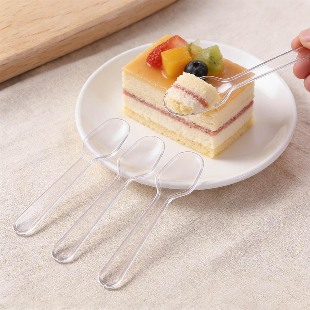 500pcs Clear Disposable Plastic Spoons Disposable Thickened Transparent Tasting Spoon Lightweight Transparent