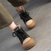 Johnature Retro Mixed Colors Plush Warm Short Boots Genuine Leather Thick Soled Women's Shoes