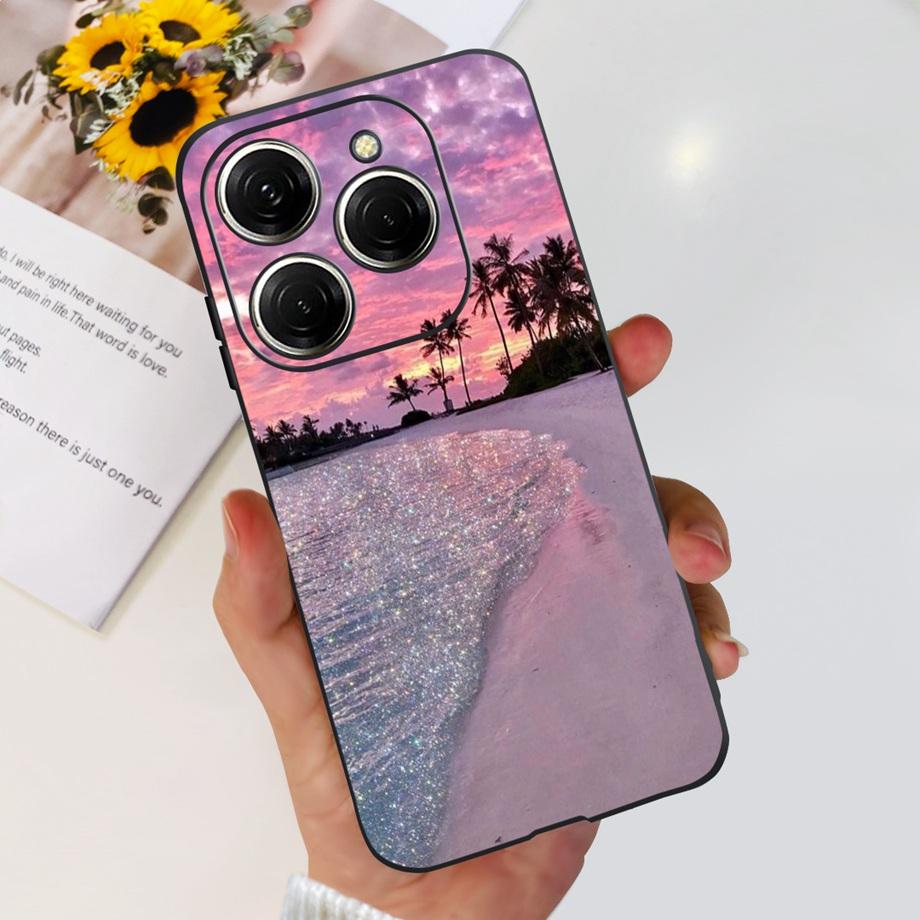 Чехол для Tecno Spark 20 Pro Жидкий силикон Мягкий ТПУ Матовая крышка Маска для телефона На Spark20 20Pro 4G Роскошный узор Кот Цветок Мультяшный
