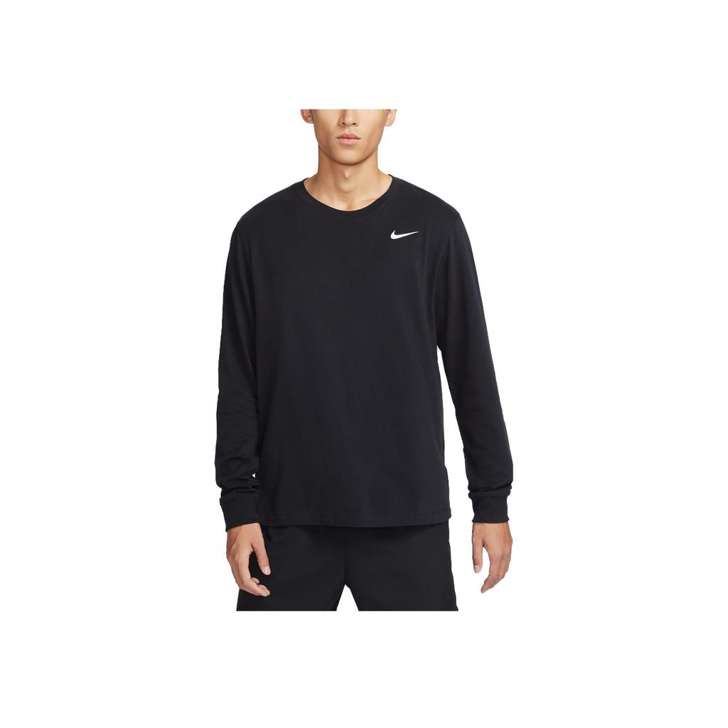 Nike Однотонная быстросохнущая повседневная футболка с длинным рукавом для мужчин, черный цвет BV7970-010