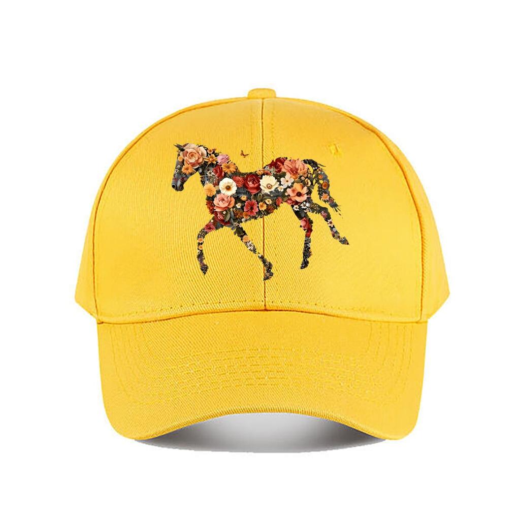 Colorful Floral Horse Wall Art Home Decor Baseball Cap Fashion Unisex Sunhat Womens Outdoor Sports
