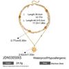 Stainless Steel 18K Gold Plated Necklace Layered Chain Double Stacked Neck Chain Sun Pendant  Beach