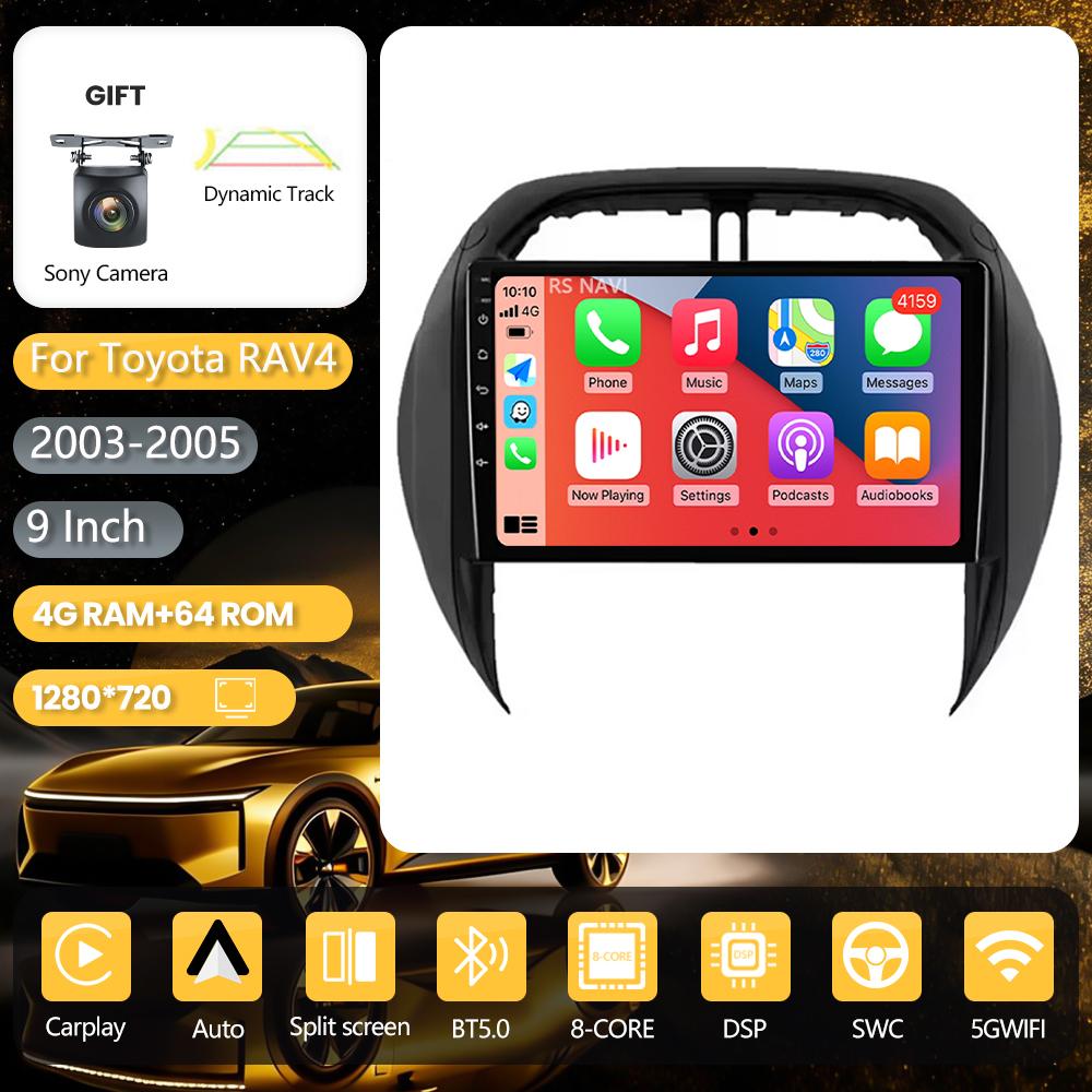 Autoradio Android 16 Plug and Play pour Toyota RAV4 RAV 4 2003 - 2005, écran Carplay, lecteur multimédia DAB+, autoradio 2K, GPS