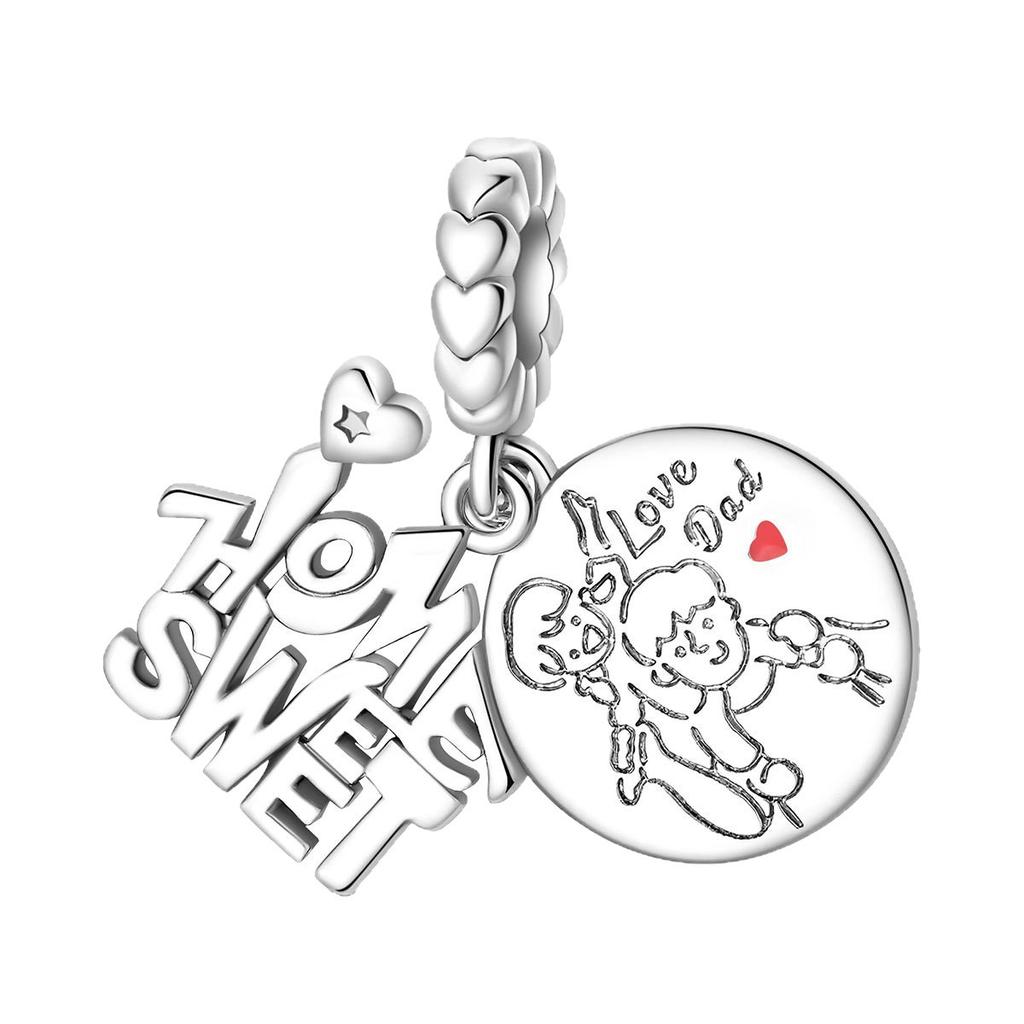 2026 Family Relatives Valentine's Day Charm Beaded Pendant DIY Jewelry Bracelet Necklace Accessories 925 Silver