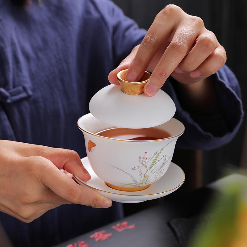 Chaxun Ceramic Enamel San Cai Gaiwan Set