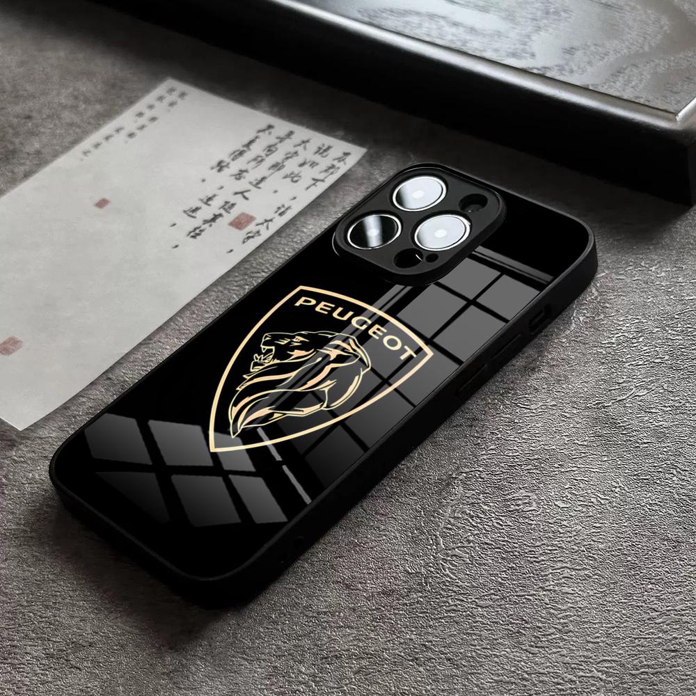 P-peugeotes Car Logo Phone Case For IPhone 17 16 Pro Max 15 Plus 14 Pro 12 11 13 Mini X XR XS Max SE Glass Cover