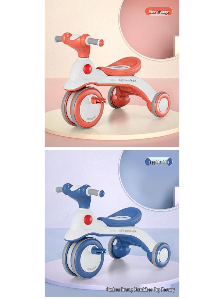 Lightweight Children's Tricycle with Music, Push Handle, and Pedals