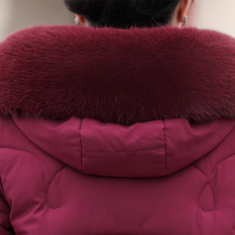 Middle Age Women's Winter Plus Size Jackets Elegant Faux Fur Collar Thick Warm Short Outerwears Loose Female Parkas Hooded