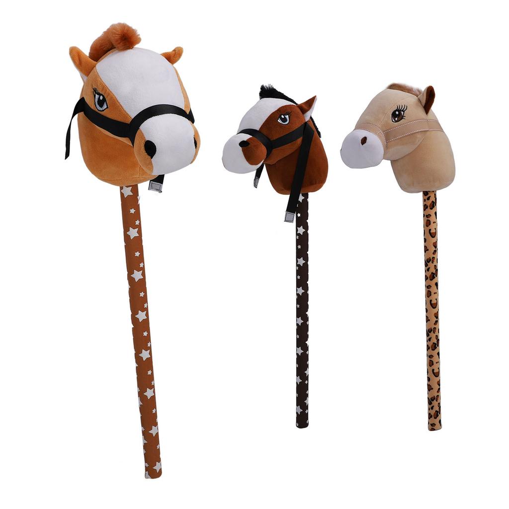 Stick Horse Plush with Neighing Galloping Sounds Pony Horseback Riding Game Stuffed Stick Horse Anim