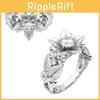 Stunning Floral Leaf Rhinestone Ring For Women Elegant Zirconia Jewelry Accessory