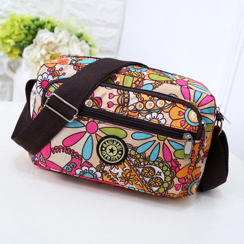 Middle Aged and Elderly Crossbody Bag Single Shoulder Bag Small Flower Cloth Bag Middle-aged Women's Bag Casual Nylon Canvas Bag