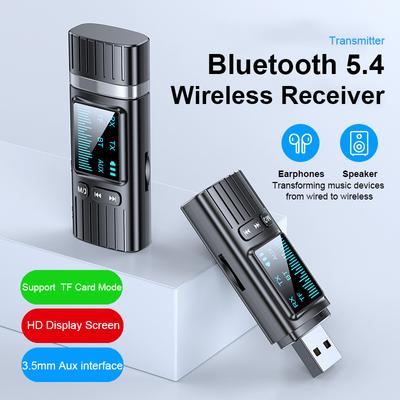 Цифровой HD-дисплей Bluetooth 5.4 приемник 3,5 мм Aux аудио стерео адаптер беспроводной USB-ключ для ТВ-бокса компьютера автомобильного плеера