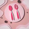 2Pcs Babies Food Training Spoons Set for 6+ Months Attractive Colors Portable Safe TPE Self Feeding Utensils for BLW Toddler Learning Tableware