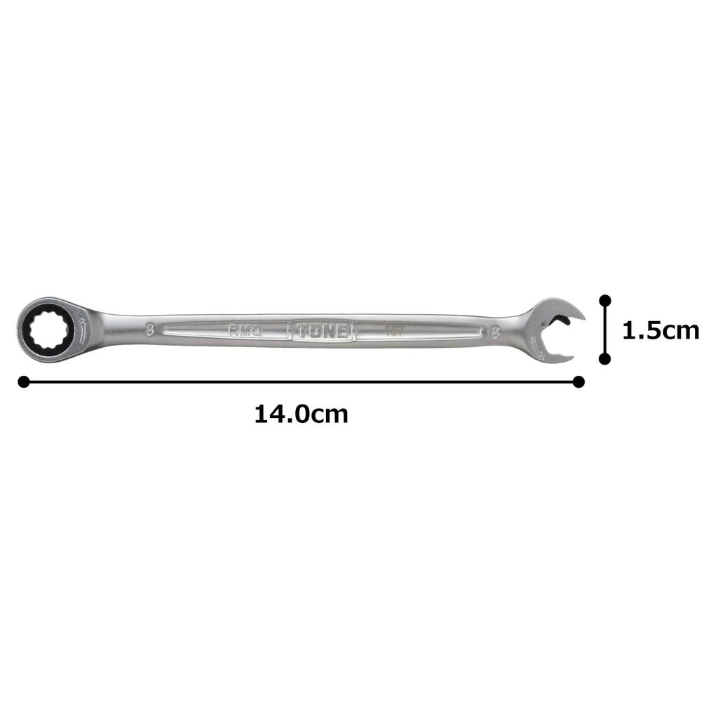 TONE Quick Ratchet Box Wrench Width Across Flats 8mm HPRMQ-08
