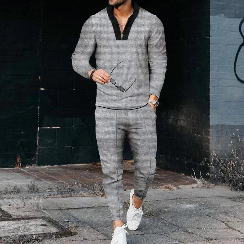 New Fashionable And Versatile Men'S Casual Suit Outdoor Sports And Fitness Cardigan Hooded Long Sleeved Pants Set