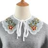 Women Girls Vintage Lolita False Fake Collar Shawl Sweet Ruffles Lace-Up Bow Decorative Necklace Choker Short Poncho