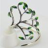Fashion Vintage Hand Drip Glazed Green Leaf Branch Ring for Women Opening Adjustable Ring Jewelry ARI