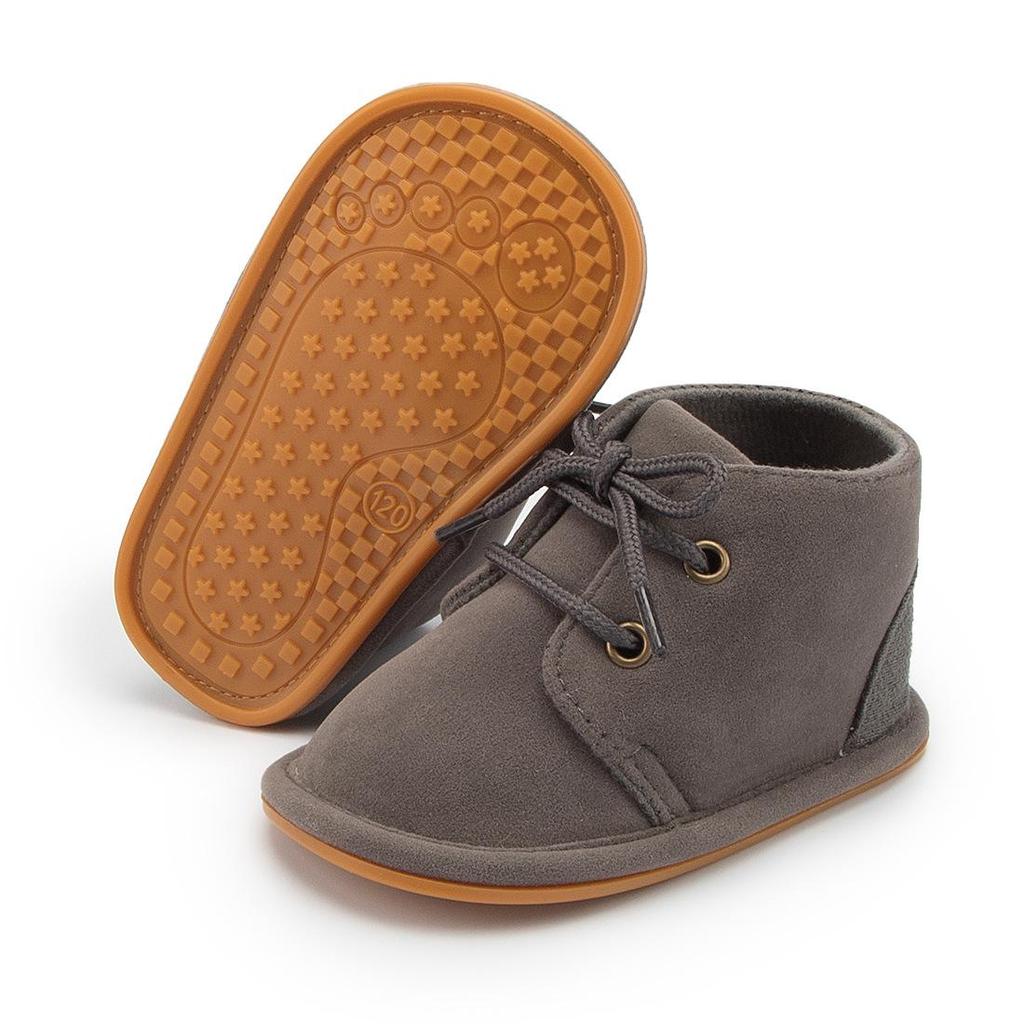 Autumn/Winter Non-Slip Lace-Up Baby Boots with Rubber Sole