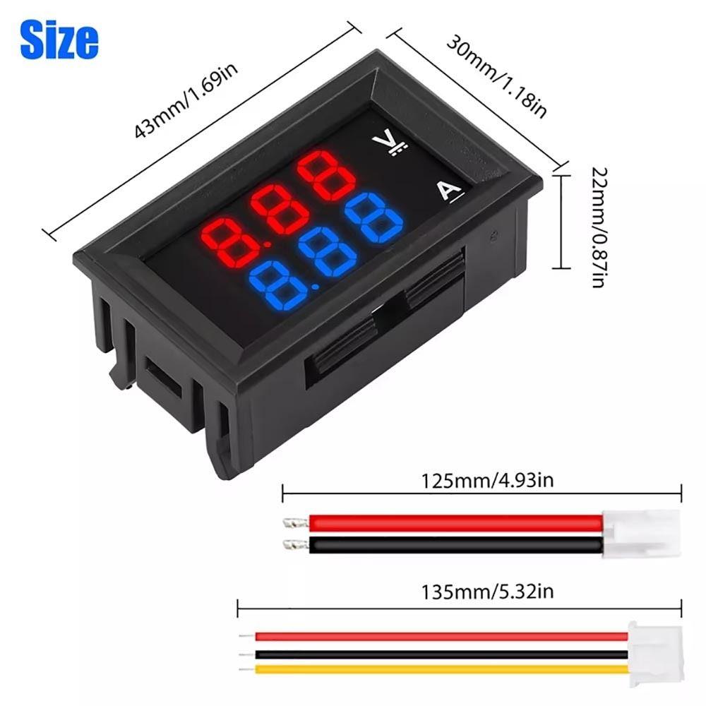1Pcs Red Blue LED Display Digital Voltmeter Ammeter  Electromobile Motorcycle Car
