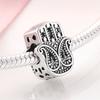 925 Sterling Silver Charm Pink Cz Beads Jewelry Making Fit Original European Charms Bracelets