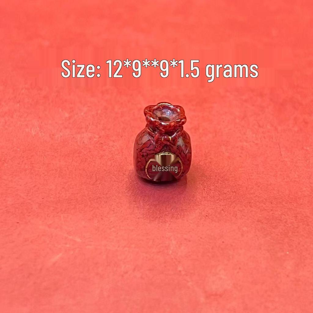 Original Gold-Plated Cinnabar Turtle Shell Fu Plaque and Gourd Pouch Accessories