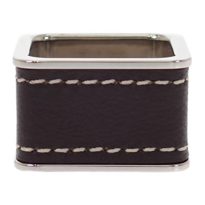 HERMES H603693S 02 Кольцо для шарфа Серебристый/Коричневый металл/кожа Женщины