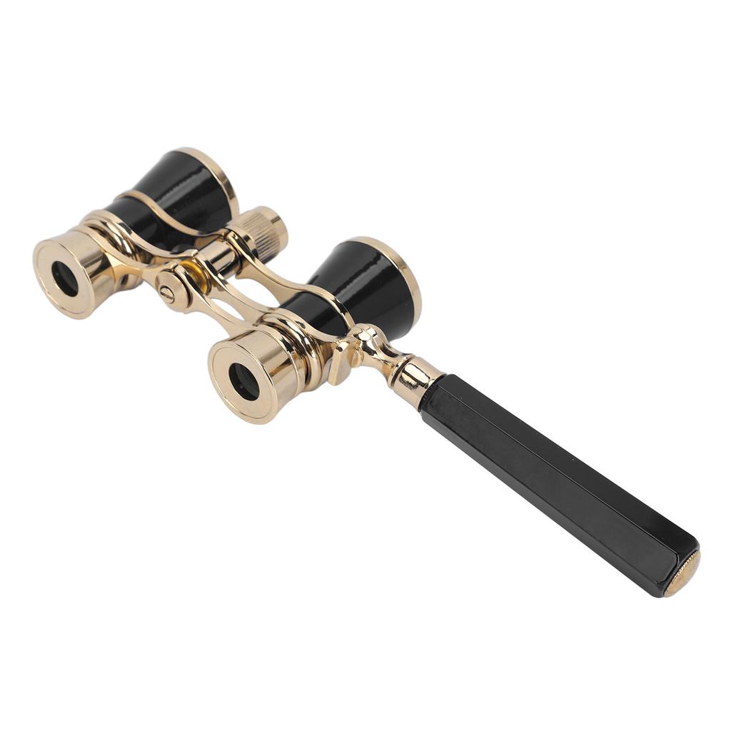 Opera Glasses Binoculars with Handle 3X25 Metal Portable Theater Glasses for Watching Drama Stage Play Art Performance