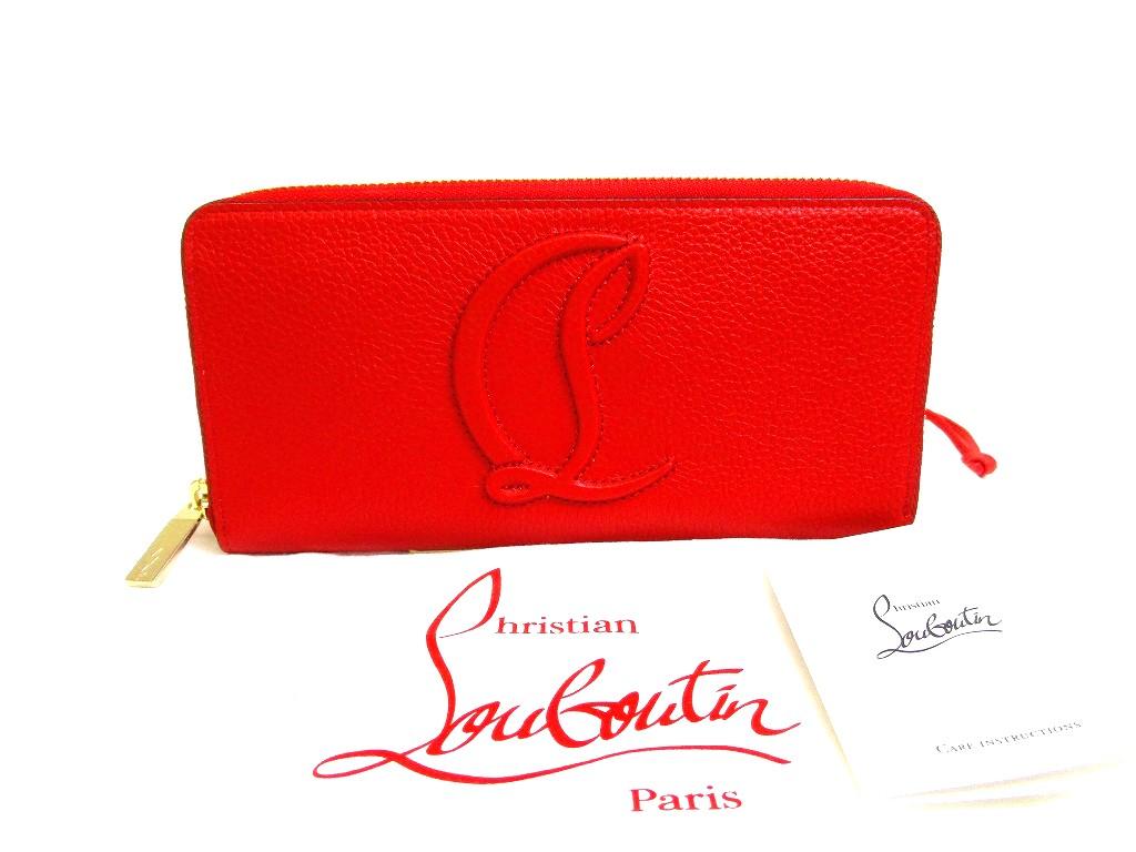 Оригинальный кошелек Christian Louboutin By My Side из красной кожи с круговой молнией #b248 Восстановлен продавцом
