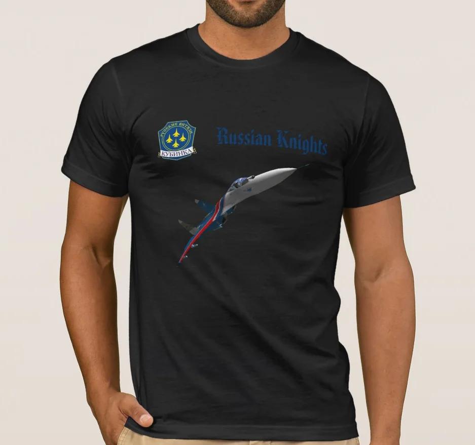 Russian Knights Aerobatic Team Su 27 Fighter TShirt 100 Cotton ONeck Short Sleeve Summer Casual Mens Tshirt Streetwear