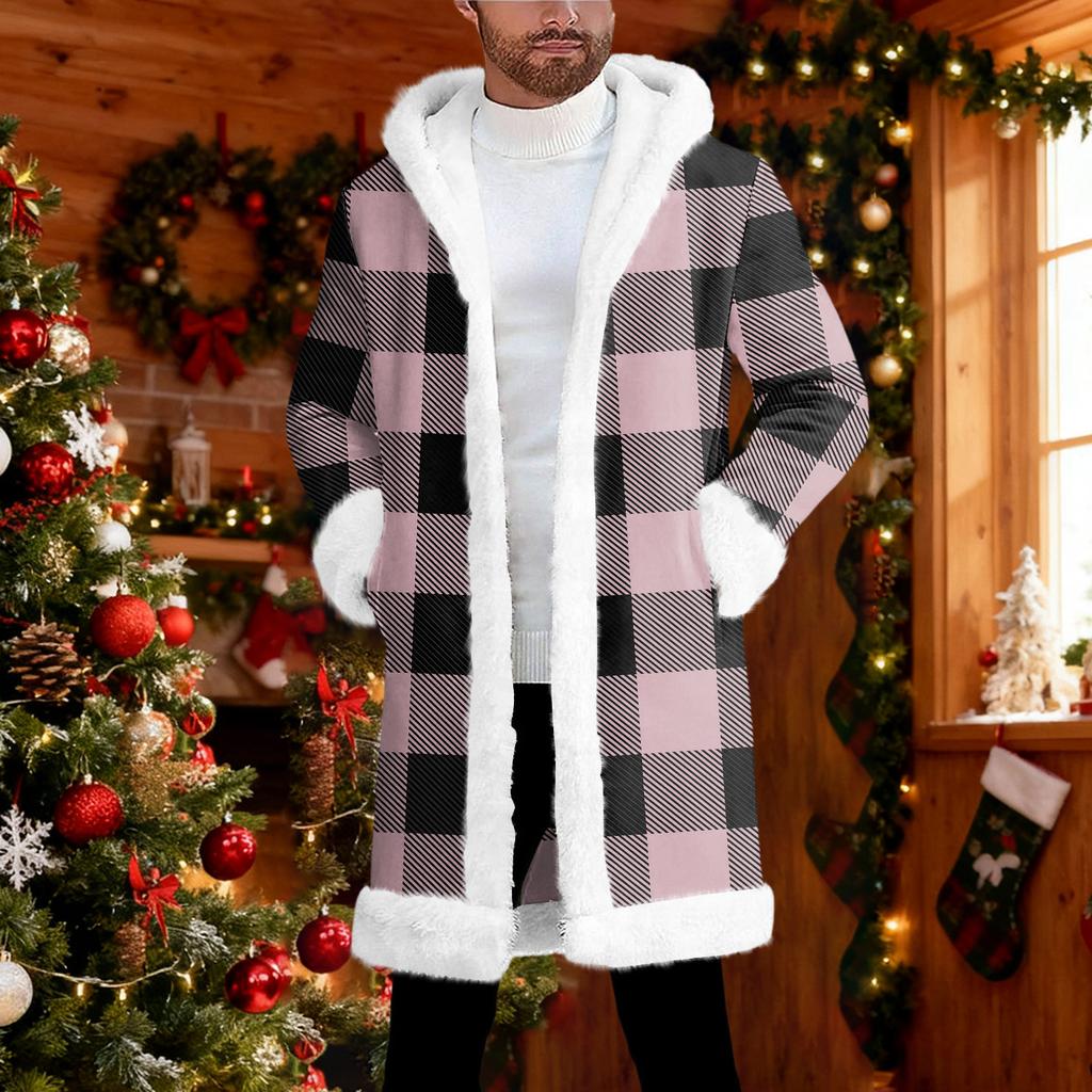 Мужской кардиган с капюшоном, длинное пальто для сохранения тепла