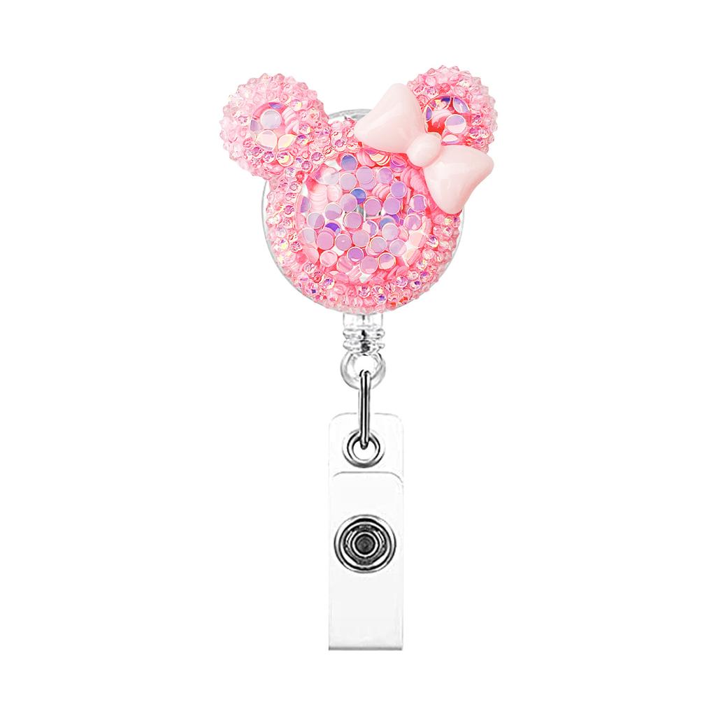 Sea Turtle Butterfly Card Retractable Badge Reel with Diamond Decor Staff Nurse Work Card Clip Lanyard Pass Access Bus Card Clip