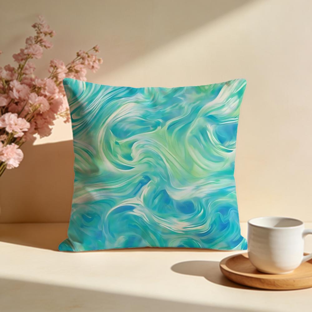 Frosty Blue Liquid Flame Cushion Cover Soft Pillow Cases for Home Bedroom Living Room Sofa