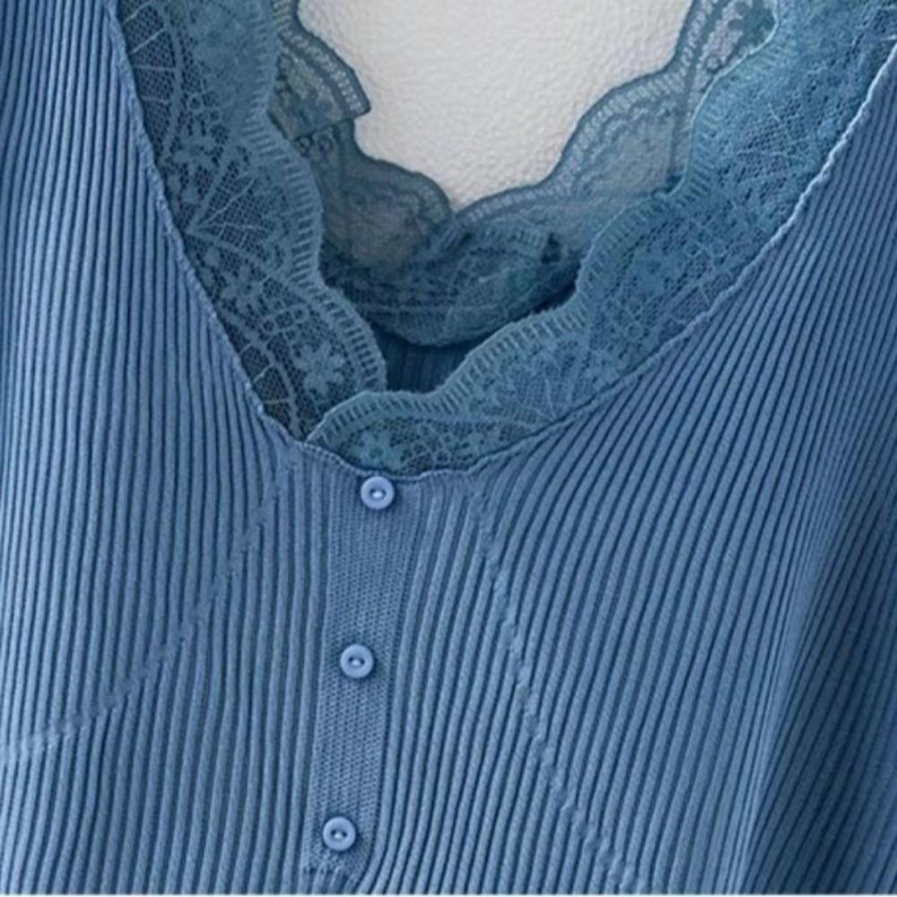 V-Neck Lace Strap Vest Sleeveless Knitted Vest Trend Slimming Base Top for Women