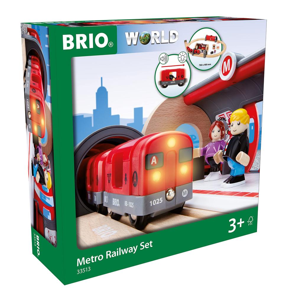 BRIO WORLD Набор Метро [20 деталей] Возраст 3 года и старше (Игрушечный поезд, деревянный, рельсы) 33513