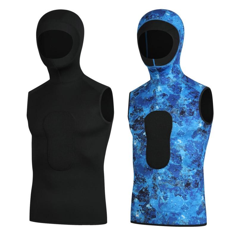 3mm Neoprene Wetsuit Vest Hooded Camo Dive Suit Scuba Snorkeling Surfing Swimming Thermal Protection Unisex Adult