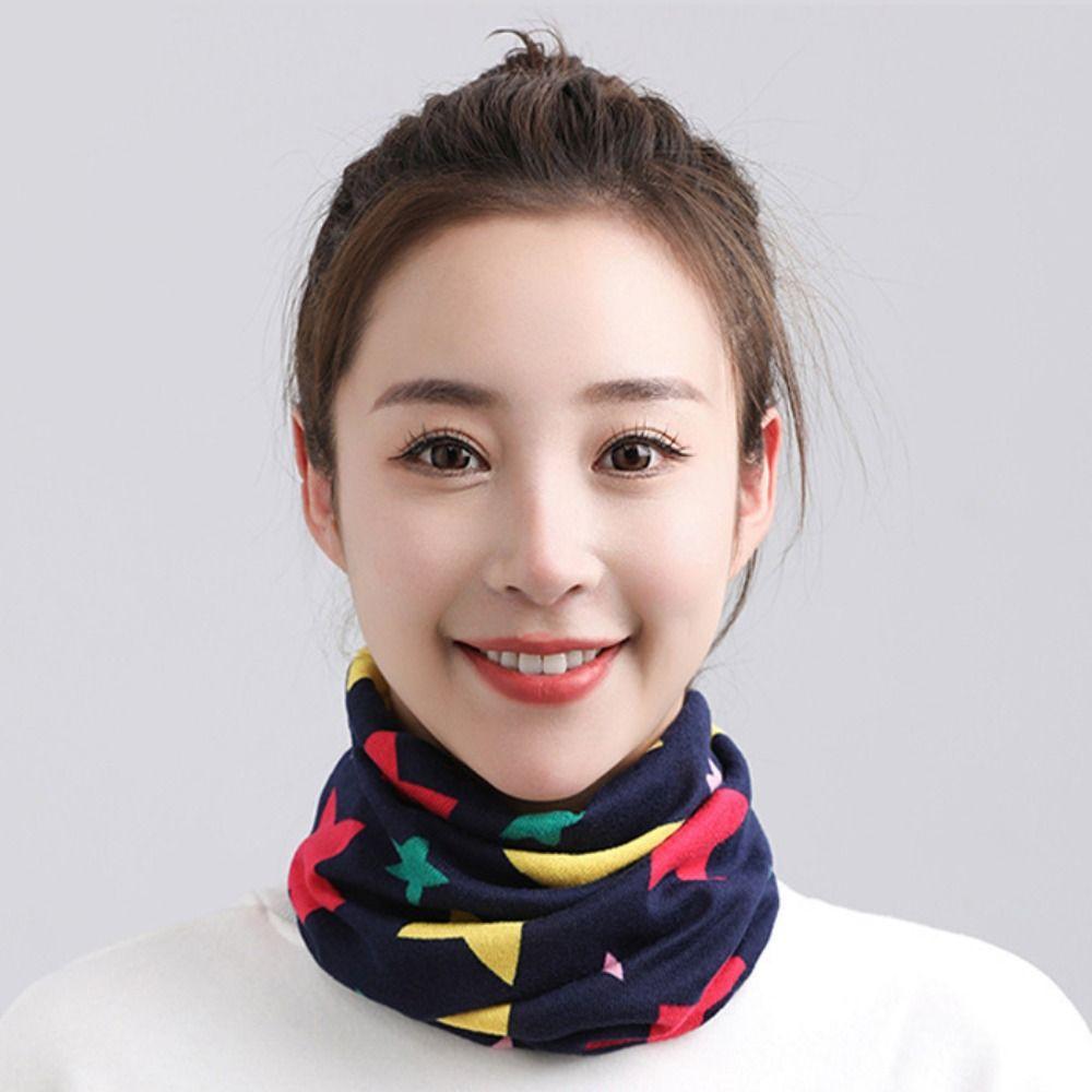 Multi-purpose Women Printed Scarf Casual Warm Face Mask New Twisted Cap