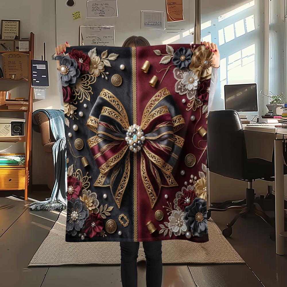1Pc Gorgeous R&B Print Flannel Blanket, High quality Comfortable for All Seasons, Home Decor, Warmth and Comfort, Perfect for Christmas Gifts W41