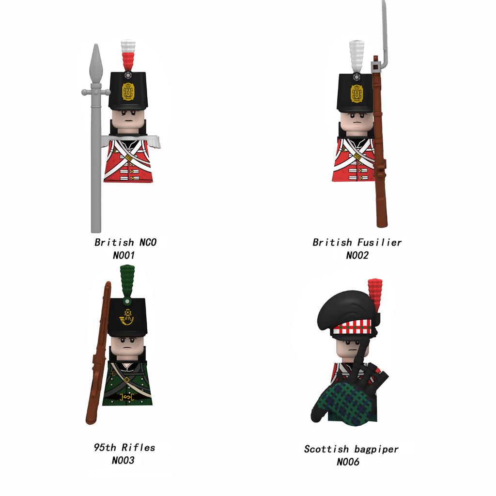 Medieval Military Napoleonic Cannon Building Blocks WW2 French Dragoon Figures British Navy Soldier Knights Weapons Bricks Toys