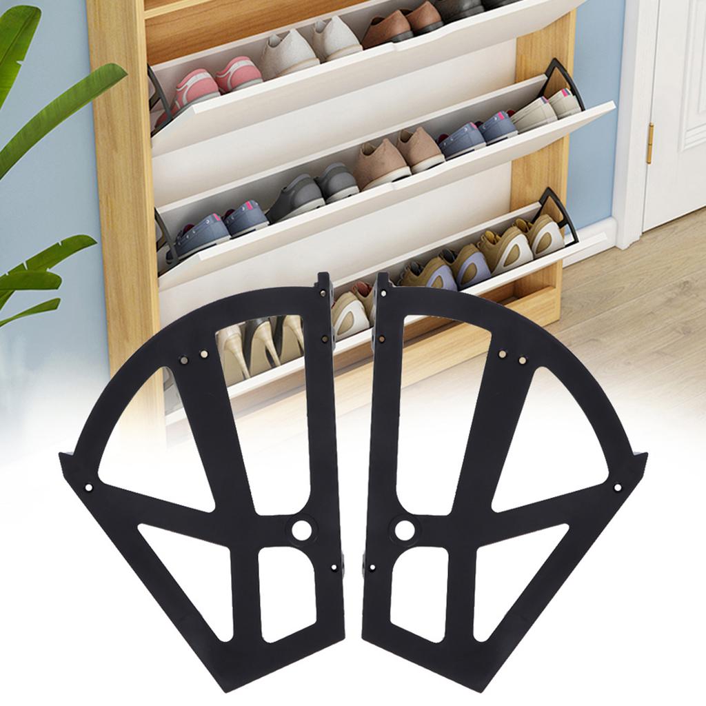 Home Plastic Hollowed Two Layers Shoe Cabinet Shelf Rack Holder Hinges Accessory