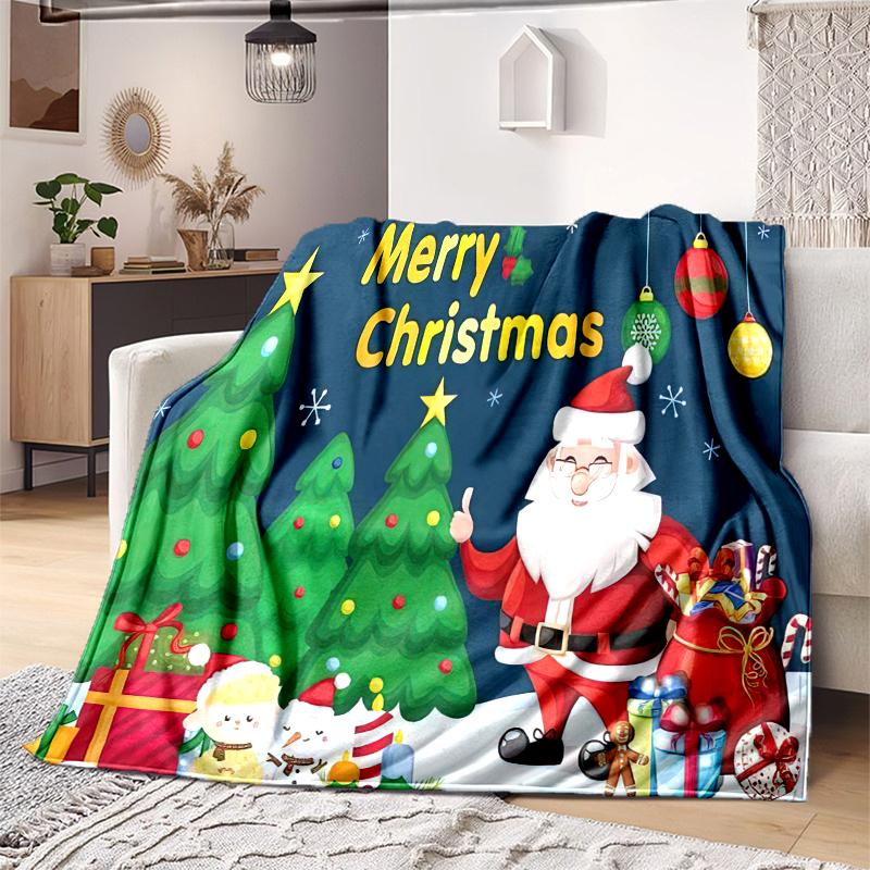 Merry Christmas Festive Greetings Blanket Soft And Comfortable Blanket Digital Printing Machine Washable Bedroom