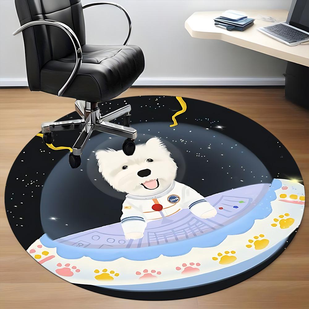 1PC Space Pup Office Round Area Rug,  Mat Suitable ForOffice, Under Office Chairs Bedroom Living Room Home Decor, Room Deco