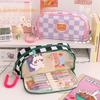 Checkerboard Pencil Bag Large Capacity Stationery Storage Bag Pen Case Pencil Case  School Supplies
