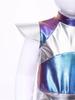 Baby Girls Color Block Alien Jumpsuit Cap Sleeve Zipper Back Metallic Romper Photography Cosplay Halloween