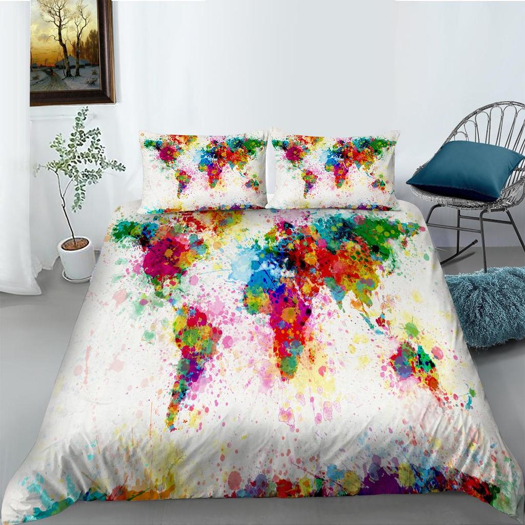 2023 Новый стильный комплект пододеяльников с картой, размер King Queen, роскошные пододеяльники World, 3D мягкие комплекты постельного белья для мальчиков и девочек, мужчин и женщин