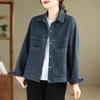 Denim Jacket Women's Spring and Autumn Hong Kong Style Lapel Short Retro Loose Wild Personality Casual Big Pocket Top